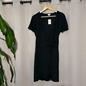 NWT J. Crew black wrap dress